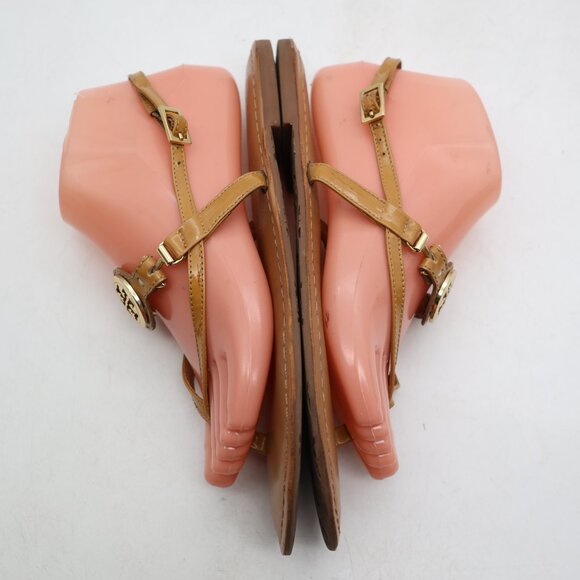 Tory Burch Ali Sandals Beige Patent Leather Women's Size 8 M Casual Sandals - Picture 8 of 11